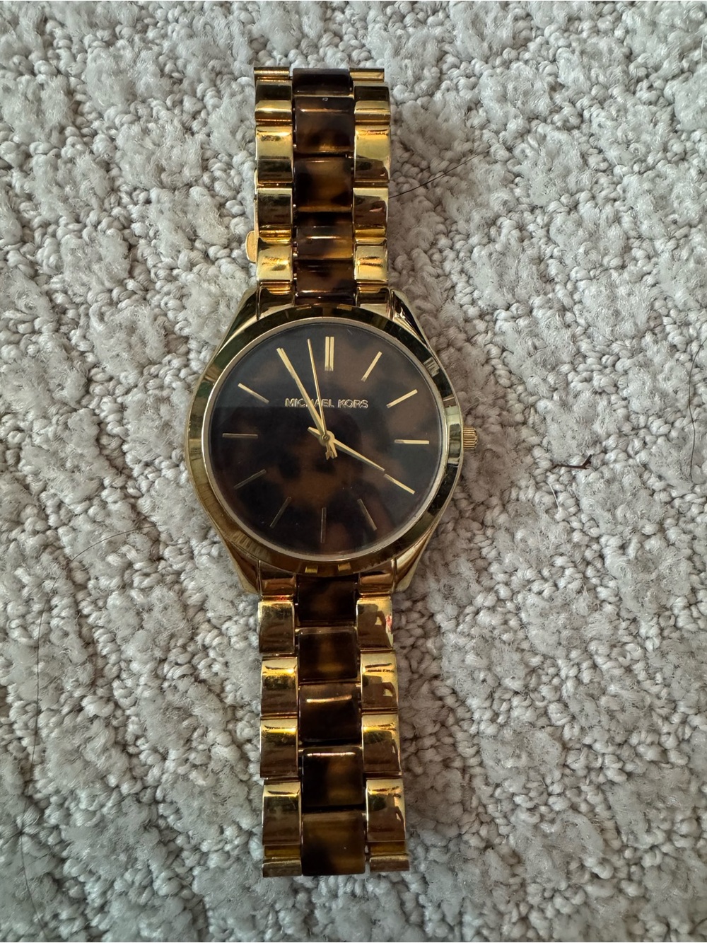 Michael Kors Gold and Tortoiseshell-Link Bracelet Watch- needs battery